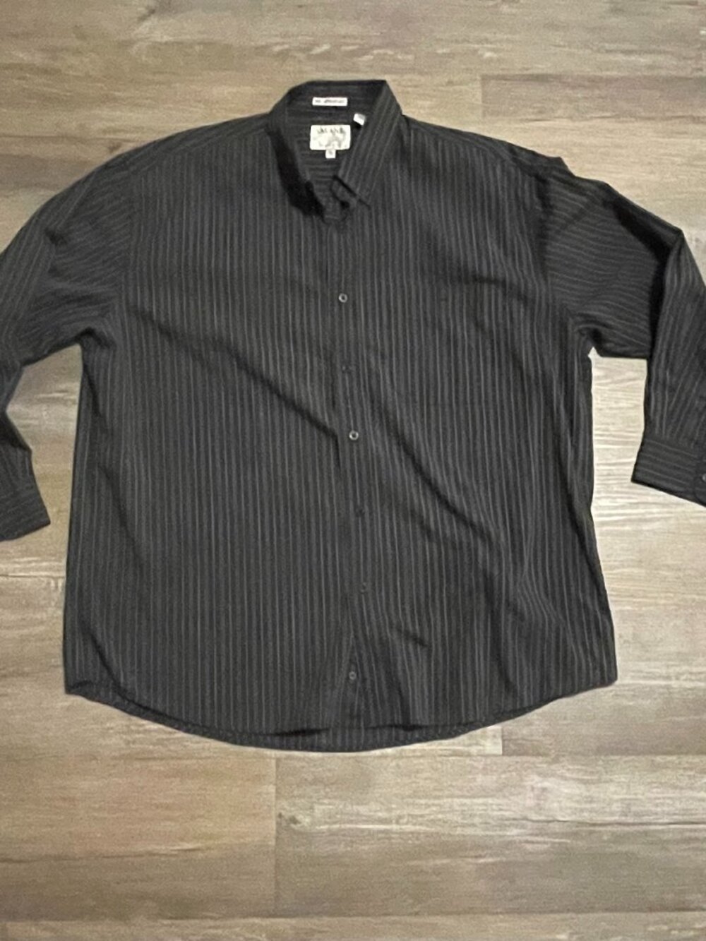 Savane Deep Dye Men's XL Black Solid Cotton Twill Button-Down Shirt Pockets